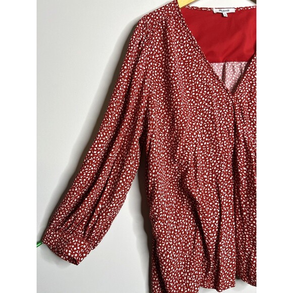 Madewell Womens Overture To In Ditsy Floral Red Plus Sz 3X Blouse Dainty - Picture 5 of 11